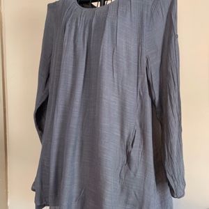 Grey Pleated Crinkle Tunic